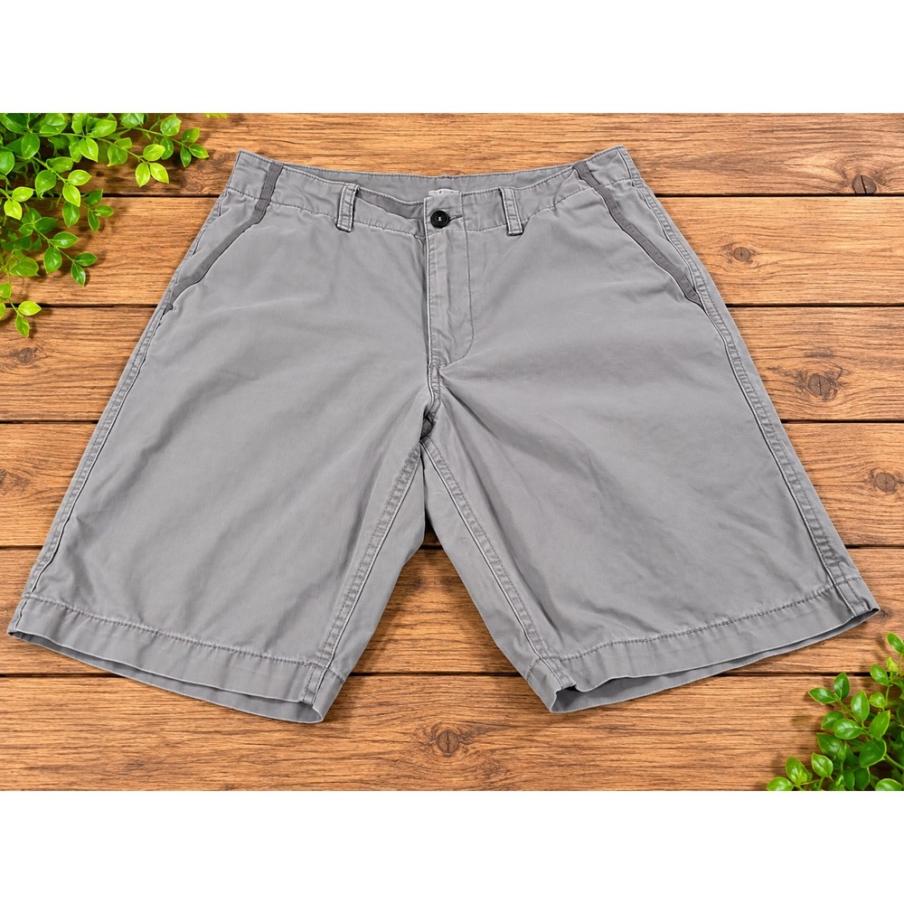 Old Navy Men's Gray Flat Front Chino Shorts Size 32 Travel Cotton Preppy